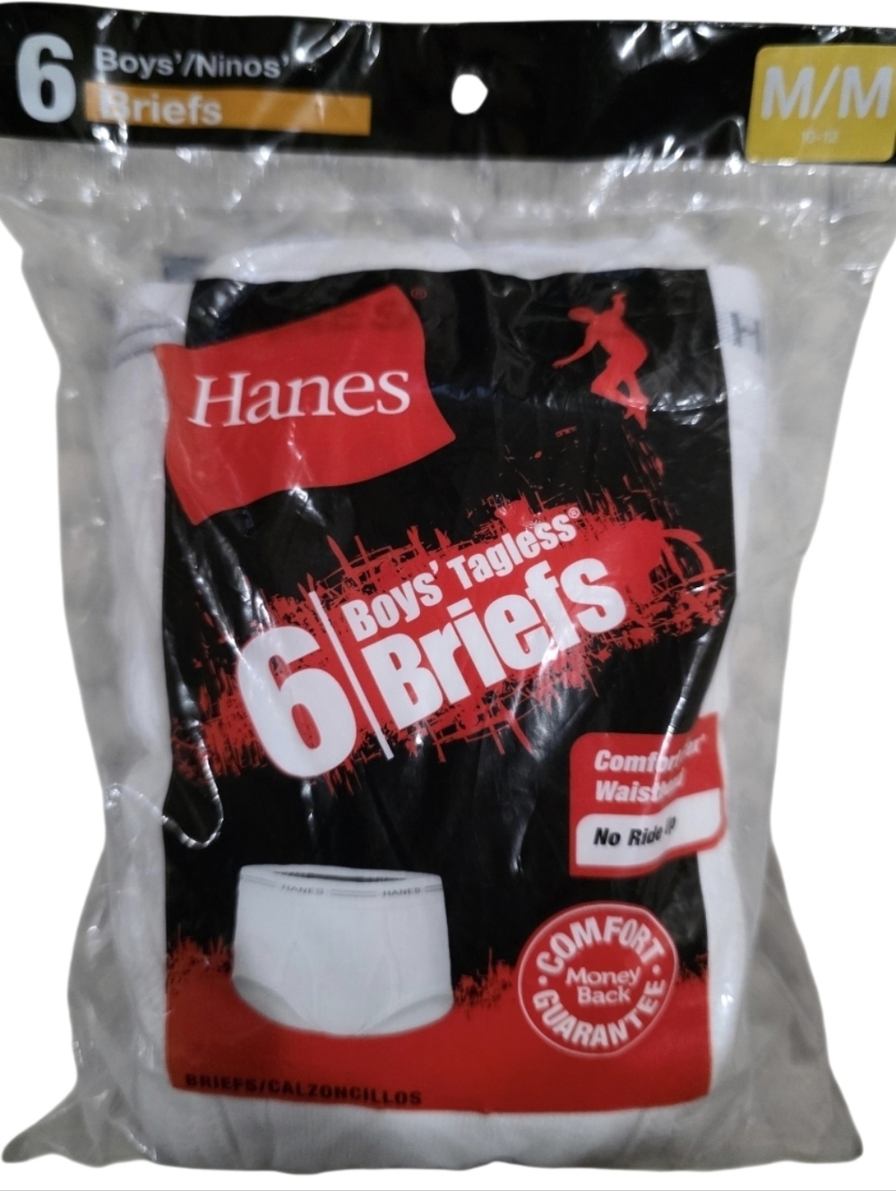 Boys Hanes White Tagless Briefs Size Medium 10-12 White Comfort Waist No Ride Up